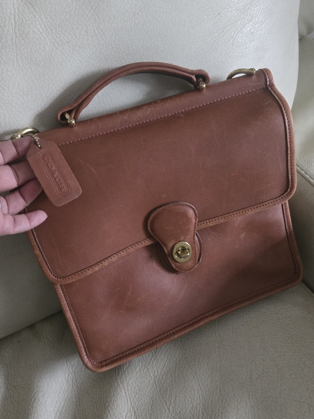 Coach Vintage Brown Leather Briefcase Crossbody 9927 - Picture 6 of 16